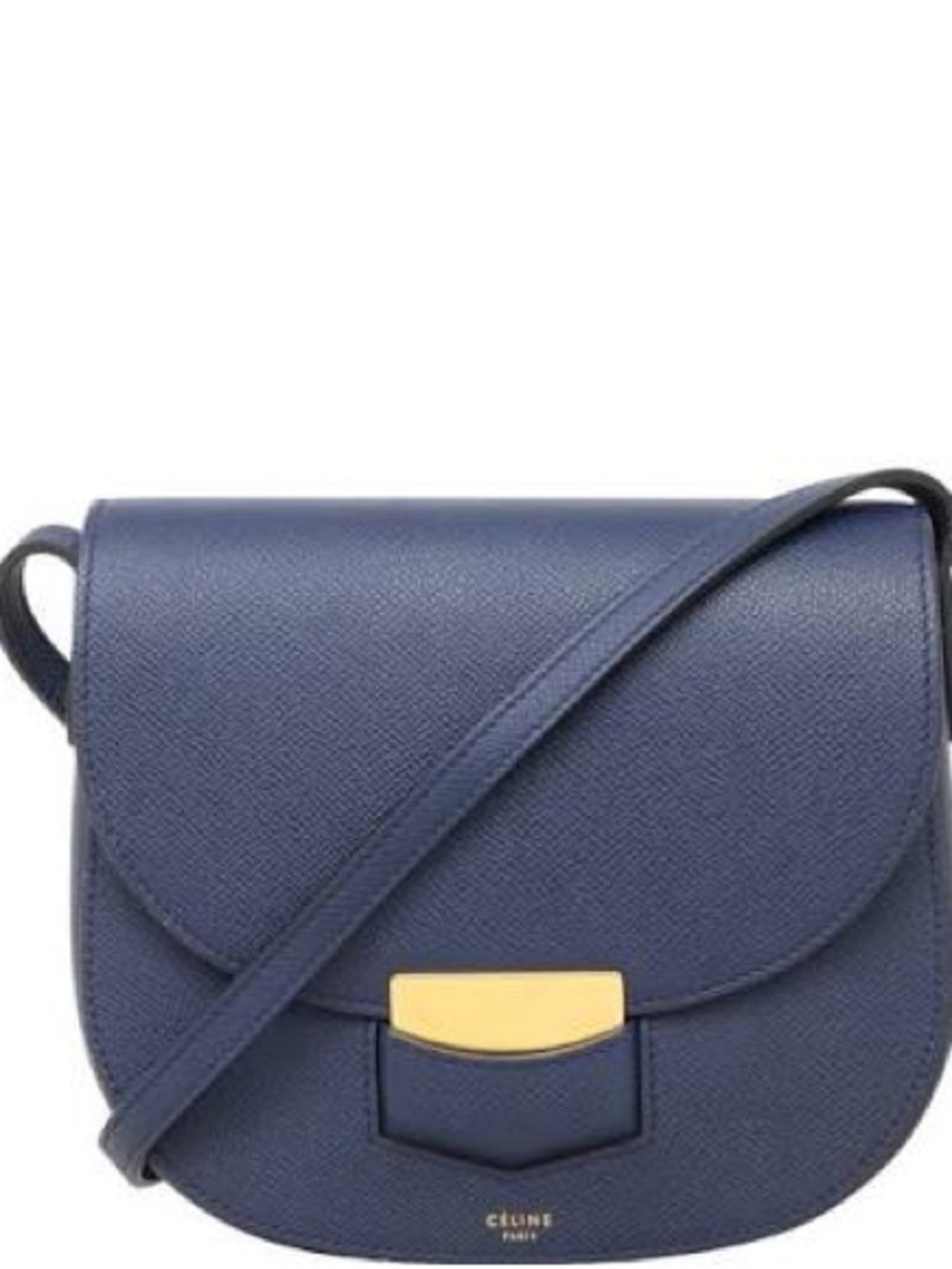 Celine Navy Small Trotteur Crossbody with Gold Hardware